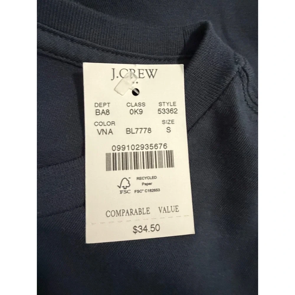 J Crew Washed Tee Vintage Navy 100% Cotton Knit Short Sleeve Crewneck S